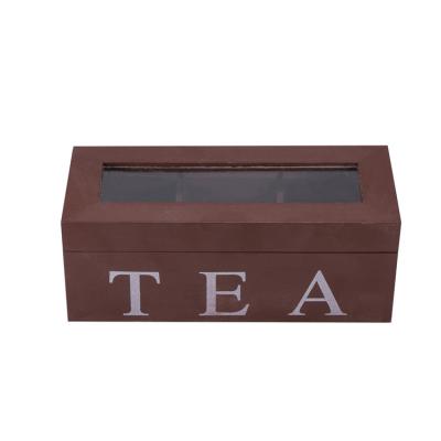 China Sustainable Three-Compartment Wooden Tea Bag Storage Box With Lid Tea Bag Organizer for sale