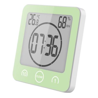 China Calendars Waterproof LCD Digital Readout Pendulum Timer Alarm Shower Wall Mount Clock Humidity Touch Control Temperature for sale