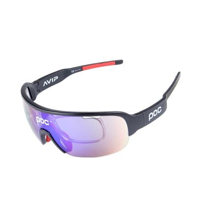 China Lightweight POC Glasses Myopia Frame Semi Rimless Mountain Bike Sports Polarized Lenses With 5 Replaceable Glasses Bicycle Lens for sale