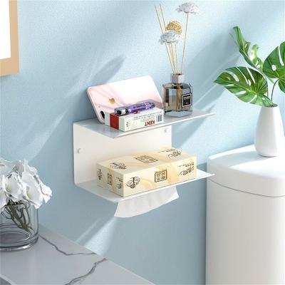 China New Modern Aluminum Vertical Cell Phone Towel Storage Kitchen Toilet Paper Tissue Holder With Shelf for sale