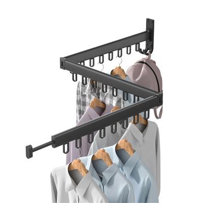 China Gold flexible clothes rack classic foldable clothes rack triple retractable aluminum alloy material box for sale