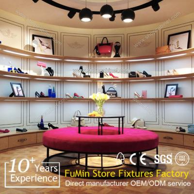 China High end shoes shop design wood display shelf and racks for sale