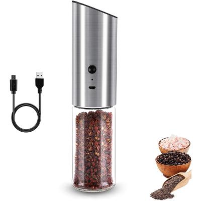 China Viable Amazon Supplier Salt and Pepper Grinder Set LED Light Manual Spice Mill Gravity Kitchen Tools for sale