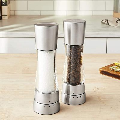 China Wholesale Viable 2 Packs Salt and Pepper Grinder Set Adjustable Pepper Grinder Manual Glass Bottle Grinder for sale