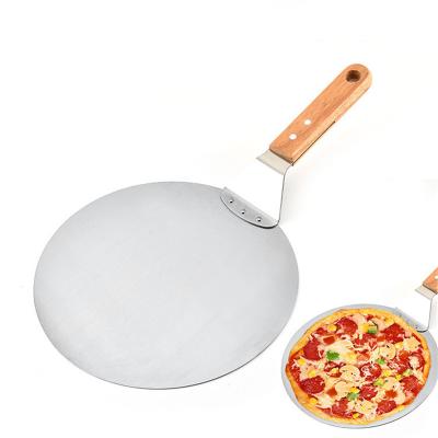 China 16 Inch Oven Cake Pizza Peel Bakers Pallet Tray Pizza Shovel Sustainable Round Stainless Steel for sale