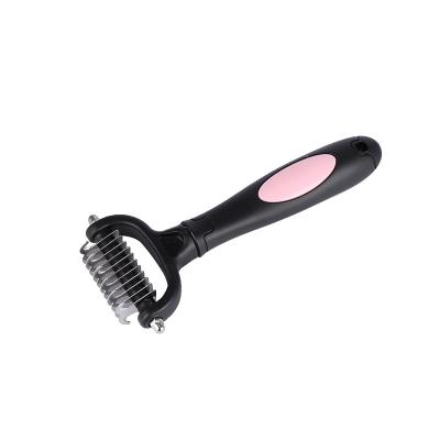 China Sustainable Dropshipping Sided Pet Tool Fur Brush Dematting Deshedding Comb Open for sale