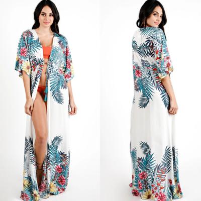 China Breathable Beach Blouse Factory Printing Holiday Bikini Sunscreen Dresses Casual Beach Cardigan Outfits for sale