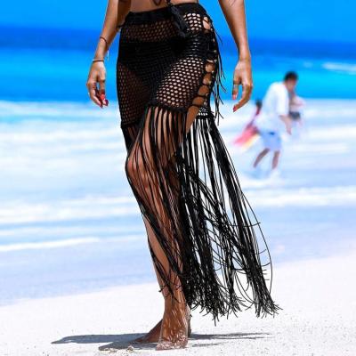 China New Breathable Tassel Skirt Hand - Woven Long Skirt Hollow Beach Skirt for sale