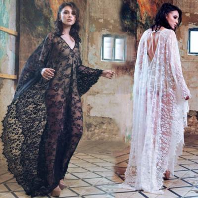 China Breathable Oversized Positioning Embroidered Lace Beach Cover Ups Loose Long Dress Beach Dresses for sale