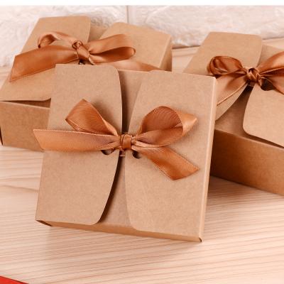 China Recyclable Custom Printing Kraft Paper Gift Boxes Baked Food Candy Packaging Jewelry Boxes With Ribbon for sale