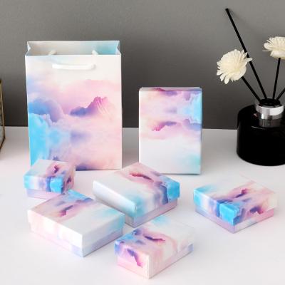 China Recyclable DIY Paper Case Necklace Earrings Set Jewelry Box Gradient Cloud Gift Packaging Cool Handmade Jewelry Box Small Mutli Size for sale