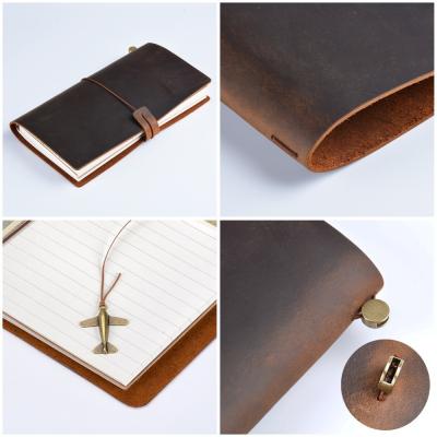 China 100% Eco-friendly Hot Sale 100% Genuine Leather Diary Notebook Vintage Cowhide Diary Travel Notebook Covers for sale