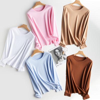 China Anti-wrinkle Top quality comfy women base layer t shirt polyester spandex stretchy breathable performance for sale