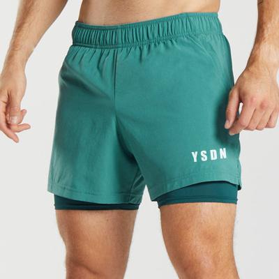 China Anti-wrinkle Dropshipping Men's 2 in 1 Running Shorts Breathable Lightweight Gym Training Quick Dry Athletic Shorts with Towel Loop for sale