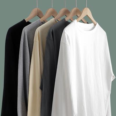 China Anti-wrinkle new product pure cotton soft bottomed pure cotton long sleeve T-shirt 100% cotton men's blank shoulder t-shirt for men for sale