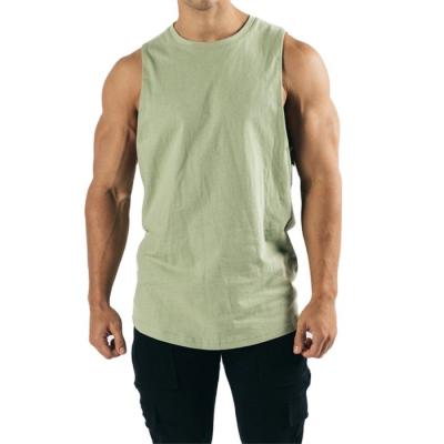 China Anti-wrinkle Wholesale Rib Sleeveless 100 Cotton Singlet Mens Blank Solid Vest Men Fitness Tank Top Workout for sale