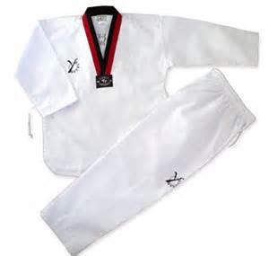 China Ribbed Polycotton taekwondo outfit Martial Arts Clothing 110cm to 210cm for sale