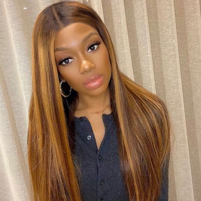 China Glueless Wave Highlight 26inch Silky Straight Water Wave Hair Wigs, Brazilian Lace Front Wig, Pre Plucked Natural Hairline Virgin Lace Frontal Wigs for sale