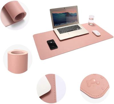 China Stocked Luxury Double Side PU Leather Office Desk Mat 140*70cm Waterproof Non-slip SOFT Custom Made for sale