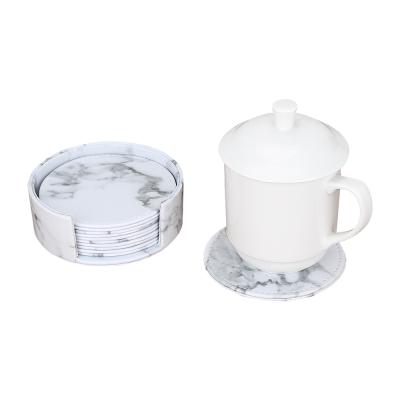 China Durable Luxury Vacuum Tea Coaster Custom PU Sublimation Cup Coasters Leather Mat for sale