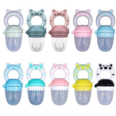 China Hotsale BPA Free Silicone Baby Food Feeder With Teething Toy Pacifier Baby Feeder Fresh Fruit Vegetables for sale