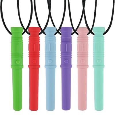 China ACTIONS 7 Soft Colors Sensory Toy Baby Teething Toy Food Grade Silicone Baby Teether Training Chewing Necklace for sale