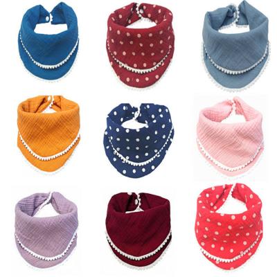 China Europe Popular Wholesale Antibacterial Woven Cotton Gauze Organic Baby Bib 2 Layers Fashional Saliva Cloth Drool Towel for sale