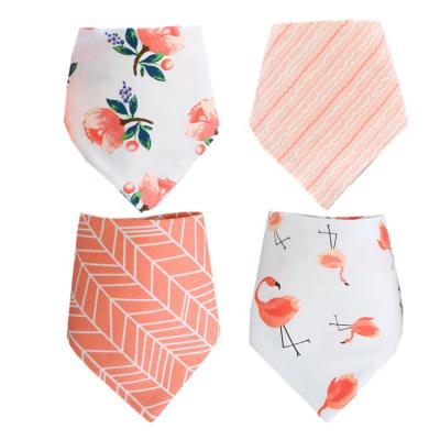 China New Arrival Antibacterial Cartoon Triangle Slab Baby Design 4pc/set 15 Double Laid Baby Bandana Bibs Infant Burp Cloth Feeding Bibs for sale