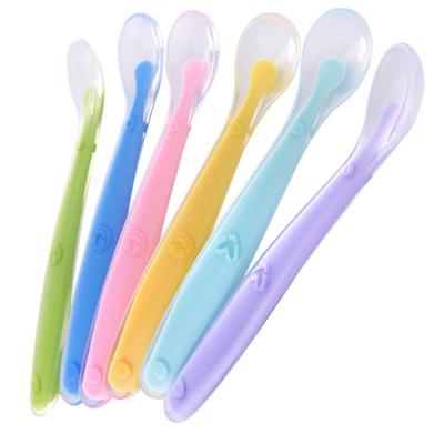 China BPA Free Hot Selling Durable Baby Administer Baby Training Feeding Spoon Eco-friendly Colorful Tableware for sale