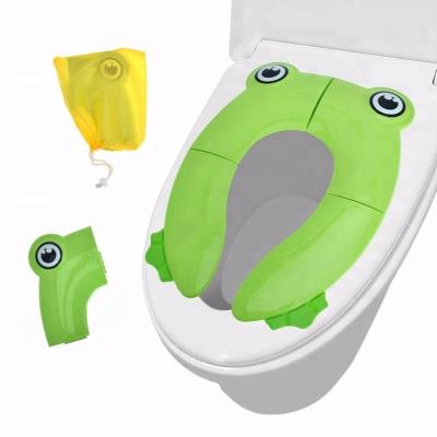 China Baby Toilet Frog Shape Baby Toilet Seat Folding Potty Seat Training Potty Toliet Training Kids Foldable Toilet Seat for sale