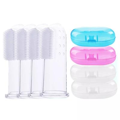 China 1pc/box Baby Baby Finger Toothbrush Kids Teeth Silicone Collapsible Clear Soft Infant Toothbrush Rubber Cleaning Brush for sale