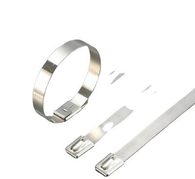 China Stainless Steel Cable Tie-Ball Lock Eco-friendly Type 4.6 X 300mm High And Low Corrosion Resistant Temperature for sale