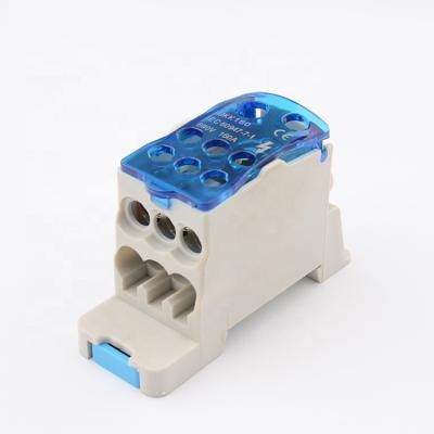 China PA66 UKK Terminal Distribution Box One Into Pole Terminal Block Multi Single High Power Wire Rail Quick Splitter for sale