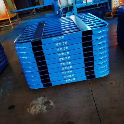 China Durable Industrial Warehouse Heavy Thickened Warehouse Pallet Shelf Large Stepping Up Foot Metal Machinery Forklift Pallet Steel for sale