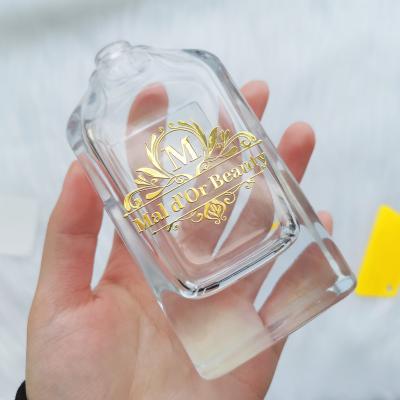 China Parfümverpackung Custom Logo Parfüm Flasche Etikett Heißdruck Transparente Aufkleber für Kerzen zu verkaufen