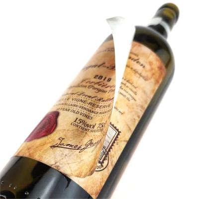 China Double Layer Self Adhesive Labels Anti Counterfeit Wine Handcrafted Customised Sticky Labels for sale