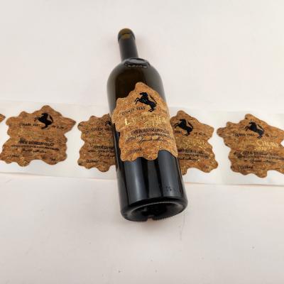 China Custom Cork Wine Bottle Labels - Luxury Oak Design with Gold Foil Stamping for sale