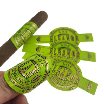 China Green Luxury Cigar Band Printing Personalized Branded Stickers For Packaging for sale