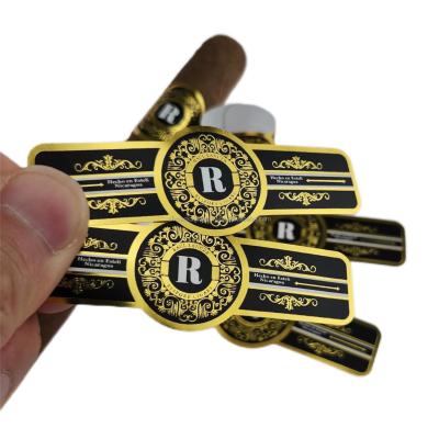 China Pantone  3D Cigar Label Printing Spot UV Gold Foil Art Paper Embossed Custom Foil Stickers for sale