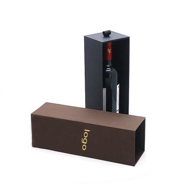 China Champagne Paper Box Packaging Single Bottle Gift Red Wine Luxury Rectangle Cardboard Box for sale