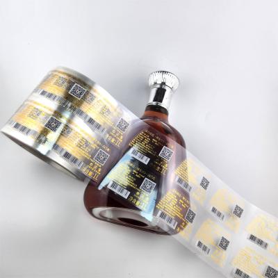 China Transparent Brandy Label Waterproof 3D Custom Wine Bottle Labels for sale