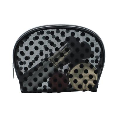 China Wholesale Black Fashion Custom Mini Wash Bag Makeup Brush Organizer Travel Cosmetic Mesh Bag Cosmetic Bag for sale