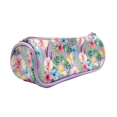 China Fashion Full Logo Printing Mini PU Travel Zipper Banana Shaped Makeup Brush Cosmetic Pouch For Women for sale