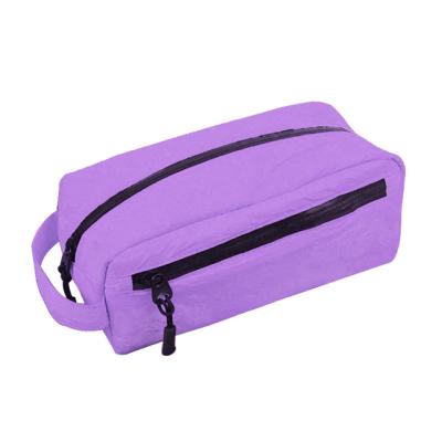 China Fashion Customized High Quality Solid Color Double Zipper Tyvek Stain Resistant Travel Toiletry Cosmetic Bags for sale