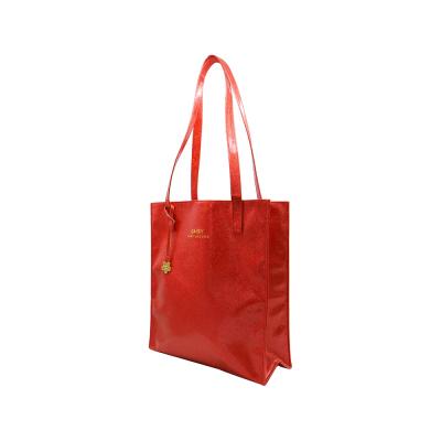 China Red Cheap Price Travel Shopping/Daily Life Glitter Design Tote Bag PVC Red Folding Tote Bags For Women for sale