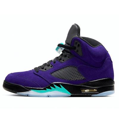 China CUSHIONING OG quality AJ 5 black purple purple basketball shoes fashion trend trend casual sports shoes for sale