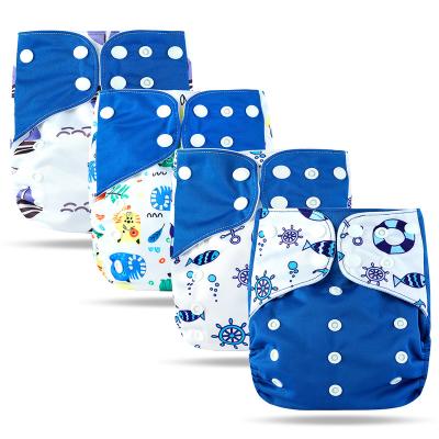 China Printed Cloth Reusable Infant Diapers Soft Washable Diaper Baby Size Adjustable Plus Cotton Insert for sale