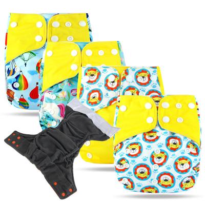 China Hot Selling Printed Cloth Overnight Fitted Diaper With Bamboo Charcoal Inserts for sale