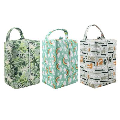 China Natucare BSCI Water Resistant Hanging Foldable Floral Diaper Bag For Baby 4pcs Green for sale