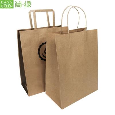 China Disposable Wholesale Custom Logo Printed Brown Kraft Paper Packaging Bag for sale